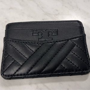 Tory Burch black leather credit card holder excellent condition